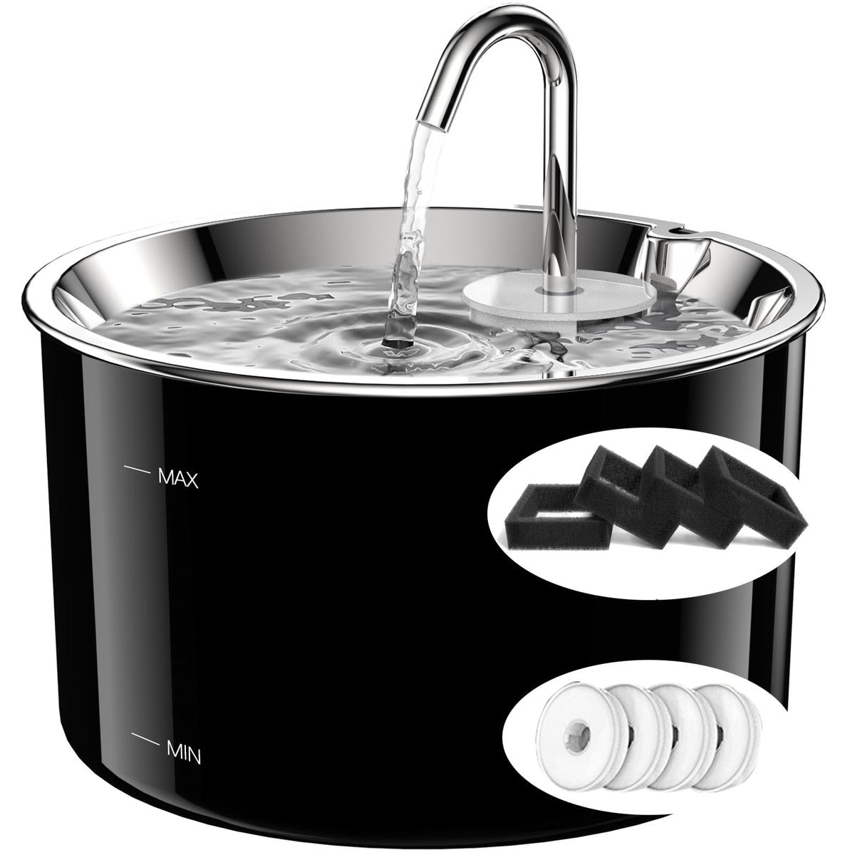 Bebedero VIVIDORAMA para gatos en acero inoxidable, 3 L, fácil de limpiar