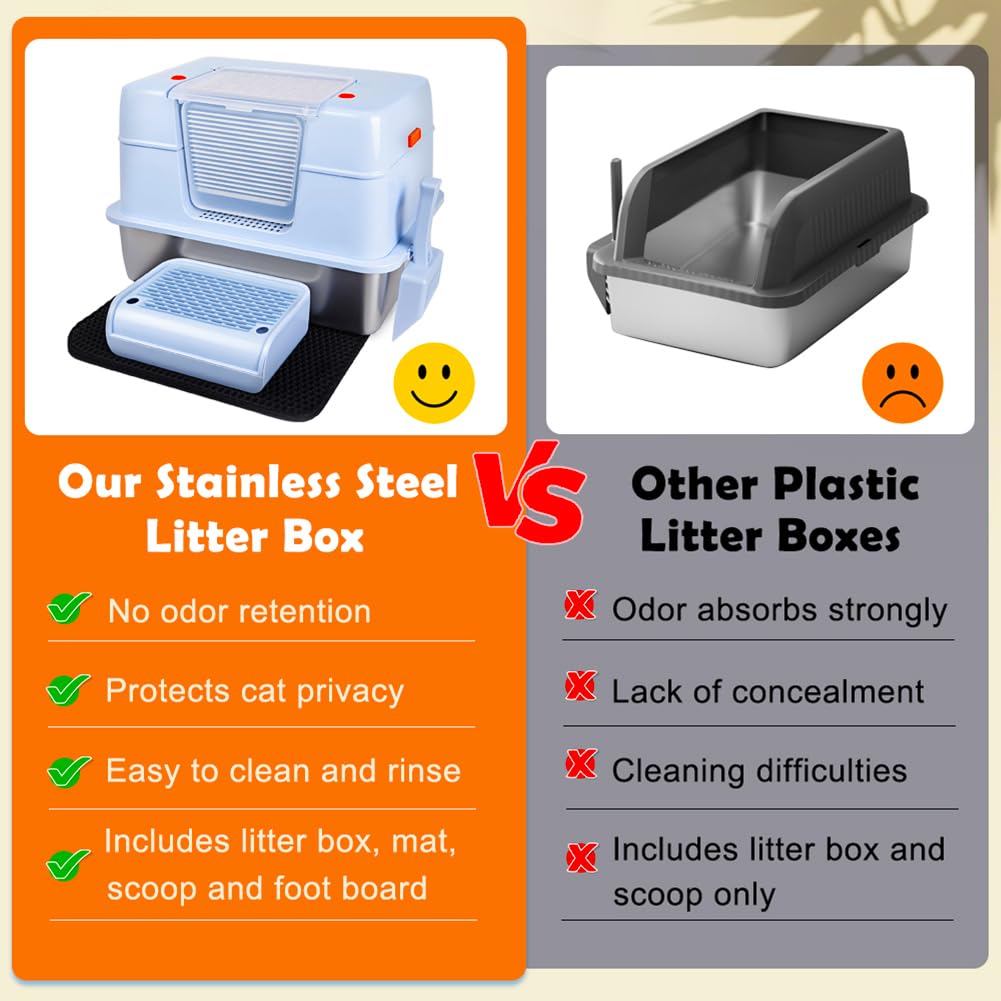 Vivifying caja de acero para gatos grandes, duradera y resistente a ralladuras.