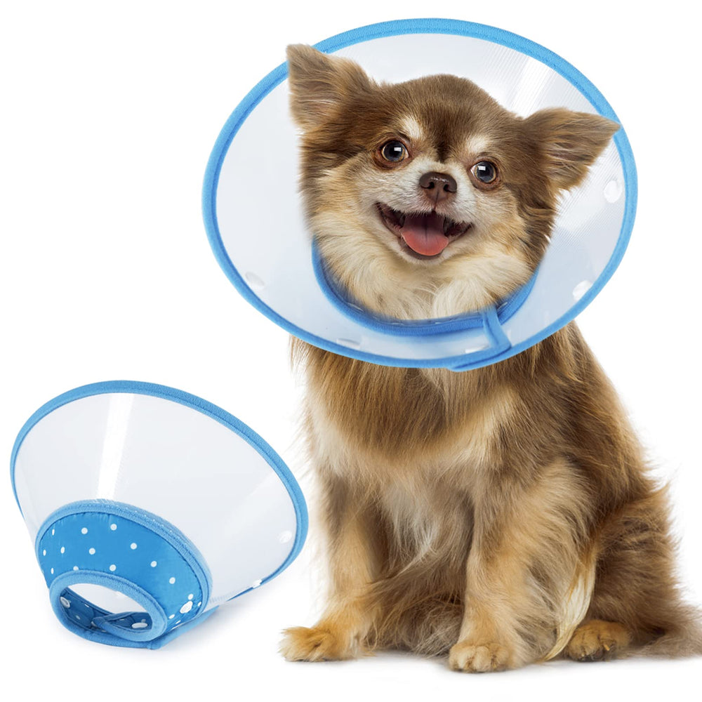 Collar Isabelino Vivifying para perros pequeños, azul, protege heridas tras cirugía.
