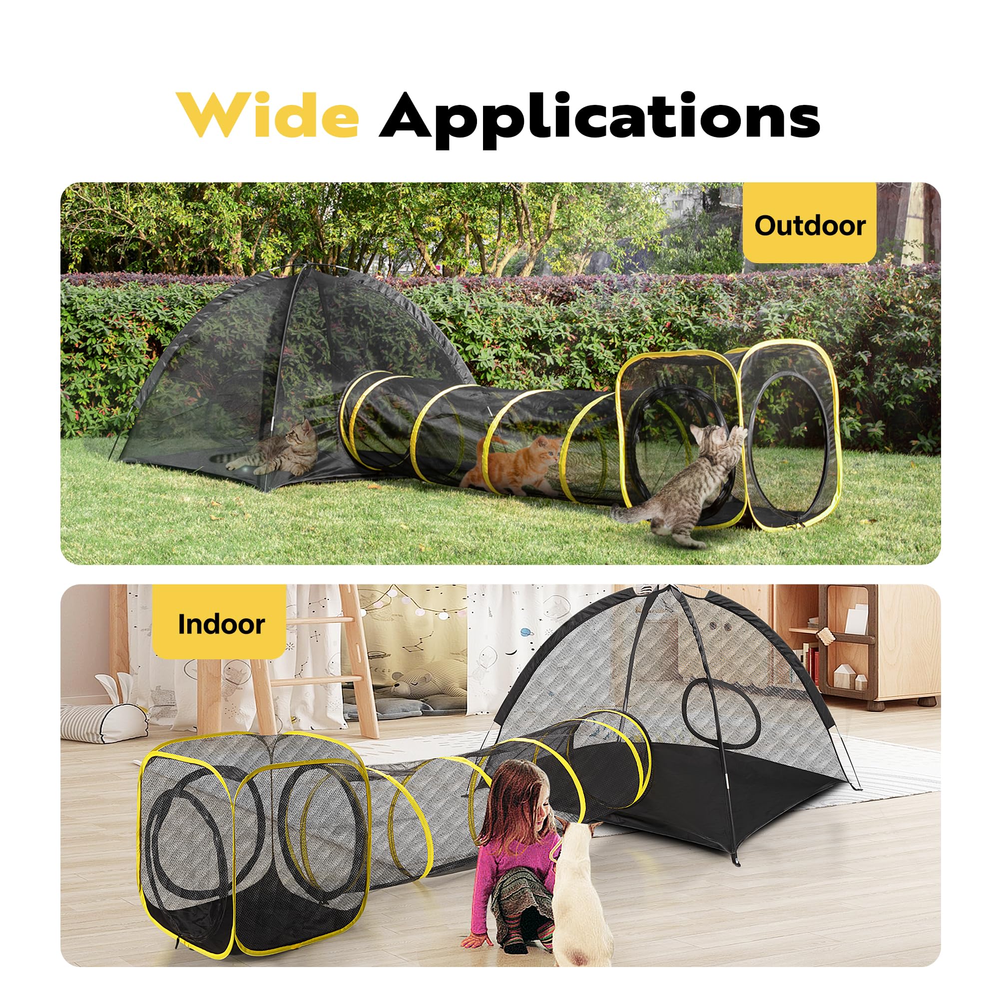 VIVOHOME Catio: malla ventilada negra, mantiene buena circulación de aire para tu gato.