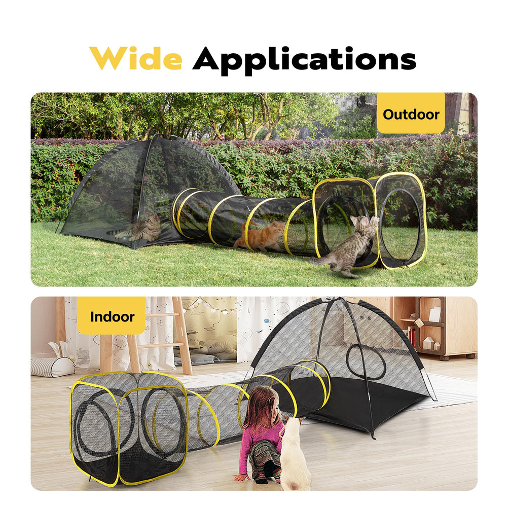 VIVOHOME Catio: malla ventilada negra, mantiene buena circulación de aire para tu gato.