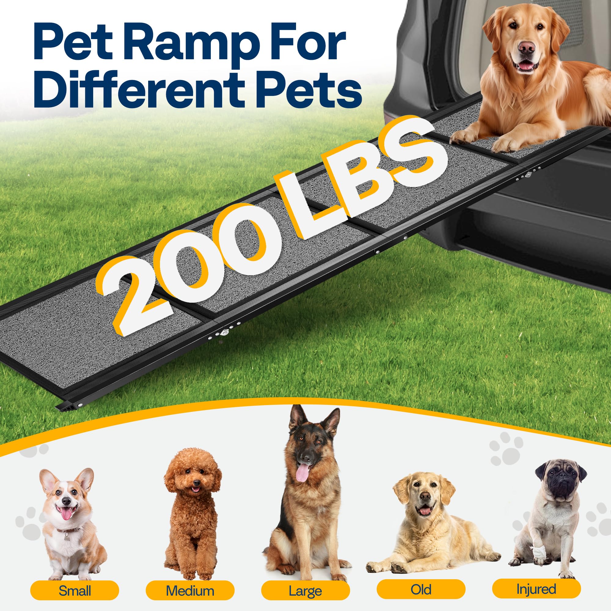 Rampa para perros medianos y grandes con diseño ancho