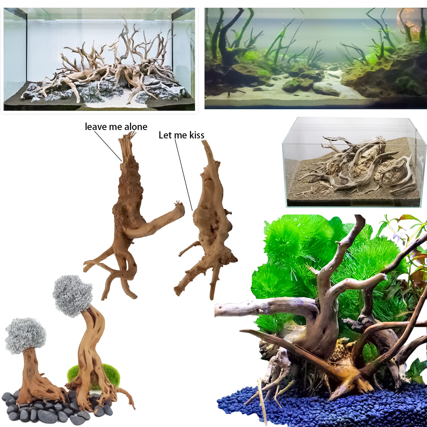Ramas con plantas para acuario Vmiapxo, unión de decoración y soporte para plantas.