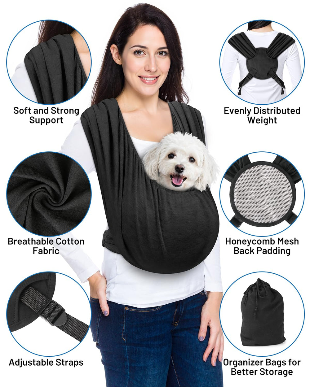 Vokvaktak bandolera para perro pequeño con espuma de memoria para soporte.