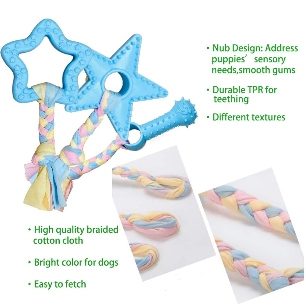 Volacopets juguete para cachorro: dos estrellas de texturas distintas.