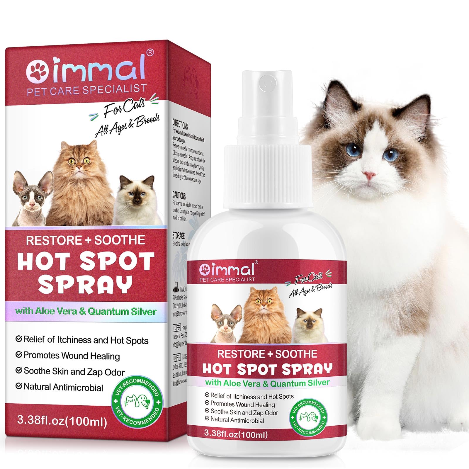 VOSIFSDIY aerosol para zonas irritadas en gatos, alivio suave