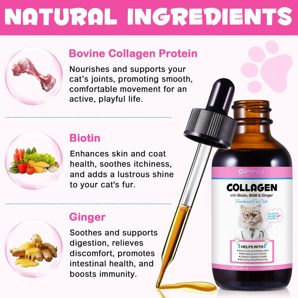 VOSIFSDIY Collagen para Gatos con gotero, dosificación precisa en cada uso.