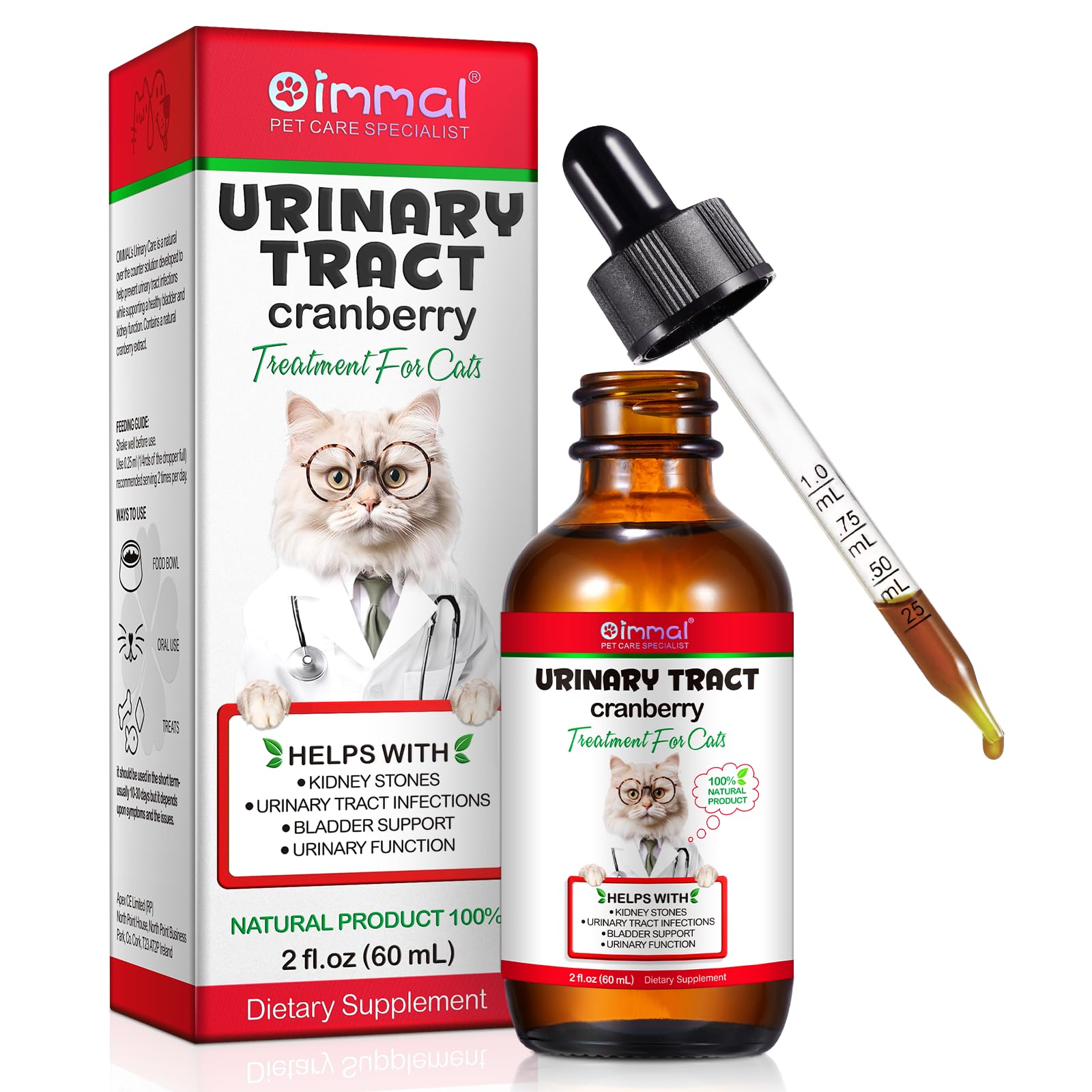 Gotas VOSIFSDIY, botella de 60ml para tracto urinario felino.