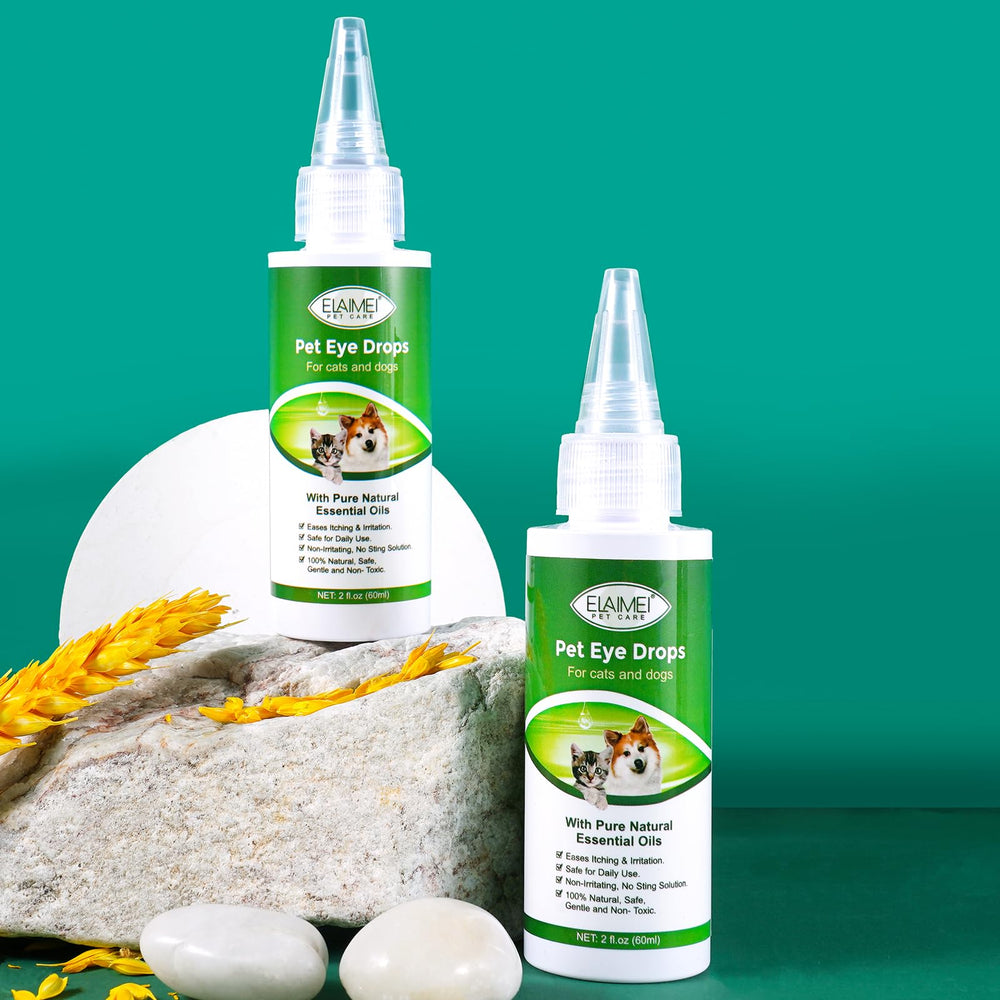 Limpieza ocular suave con fórmula VOSIFSDIY para mascotas tranquilas y saludables.