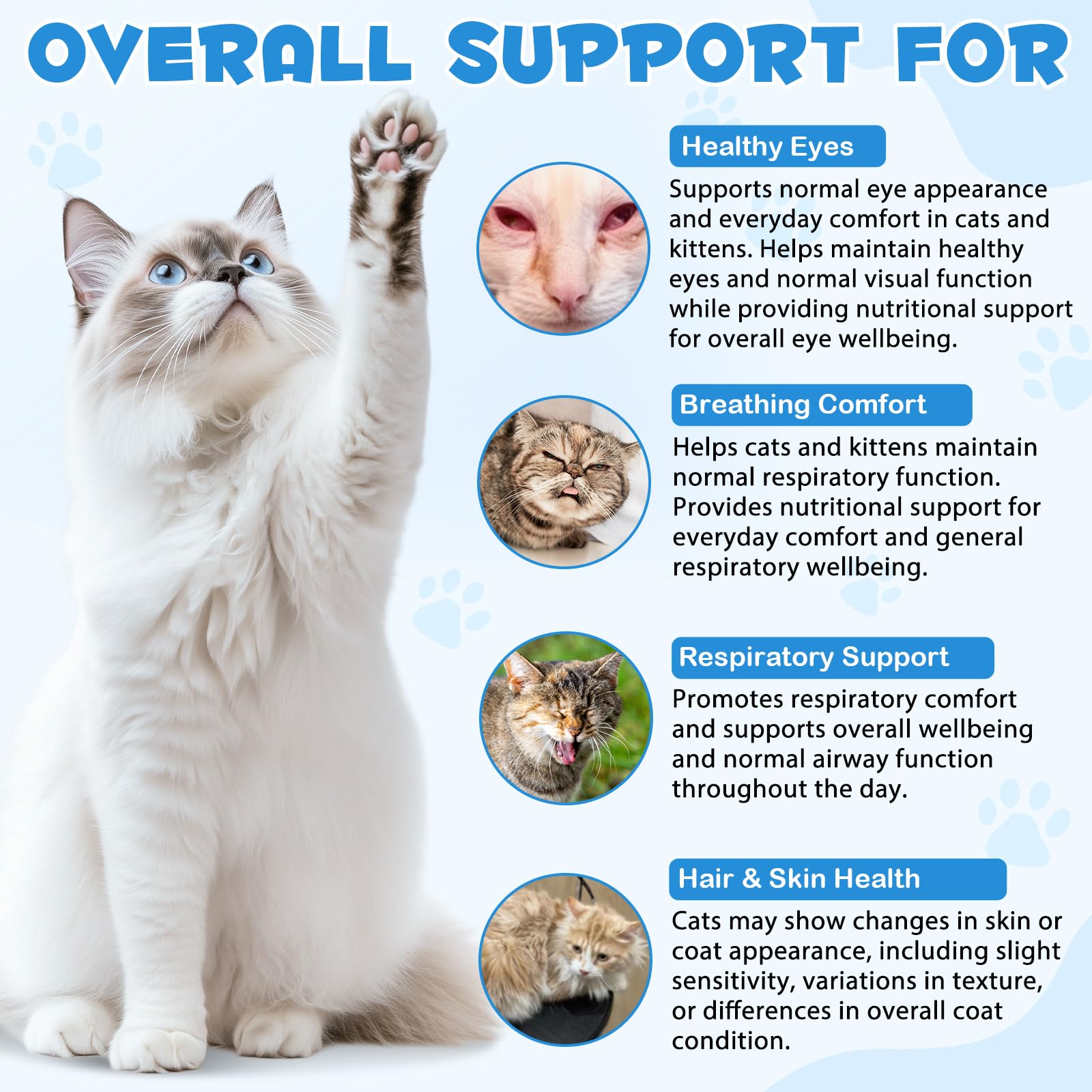 VOSIFSDIY lisina para gatos, apoyo suave para ojos y respiración.