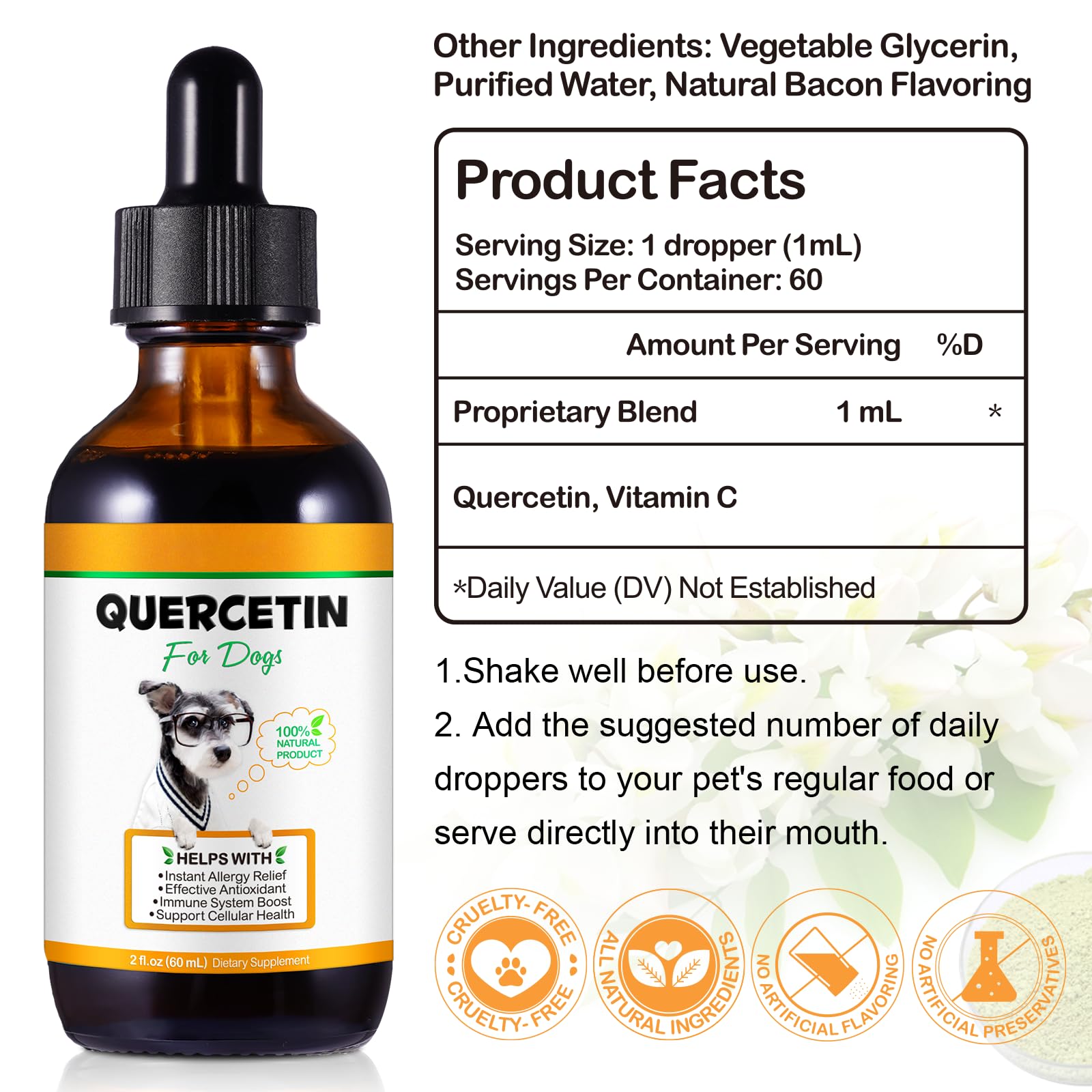 Quercetina para perros de VOSIFSDIY: refuerzo inmunológico potencial.