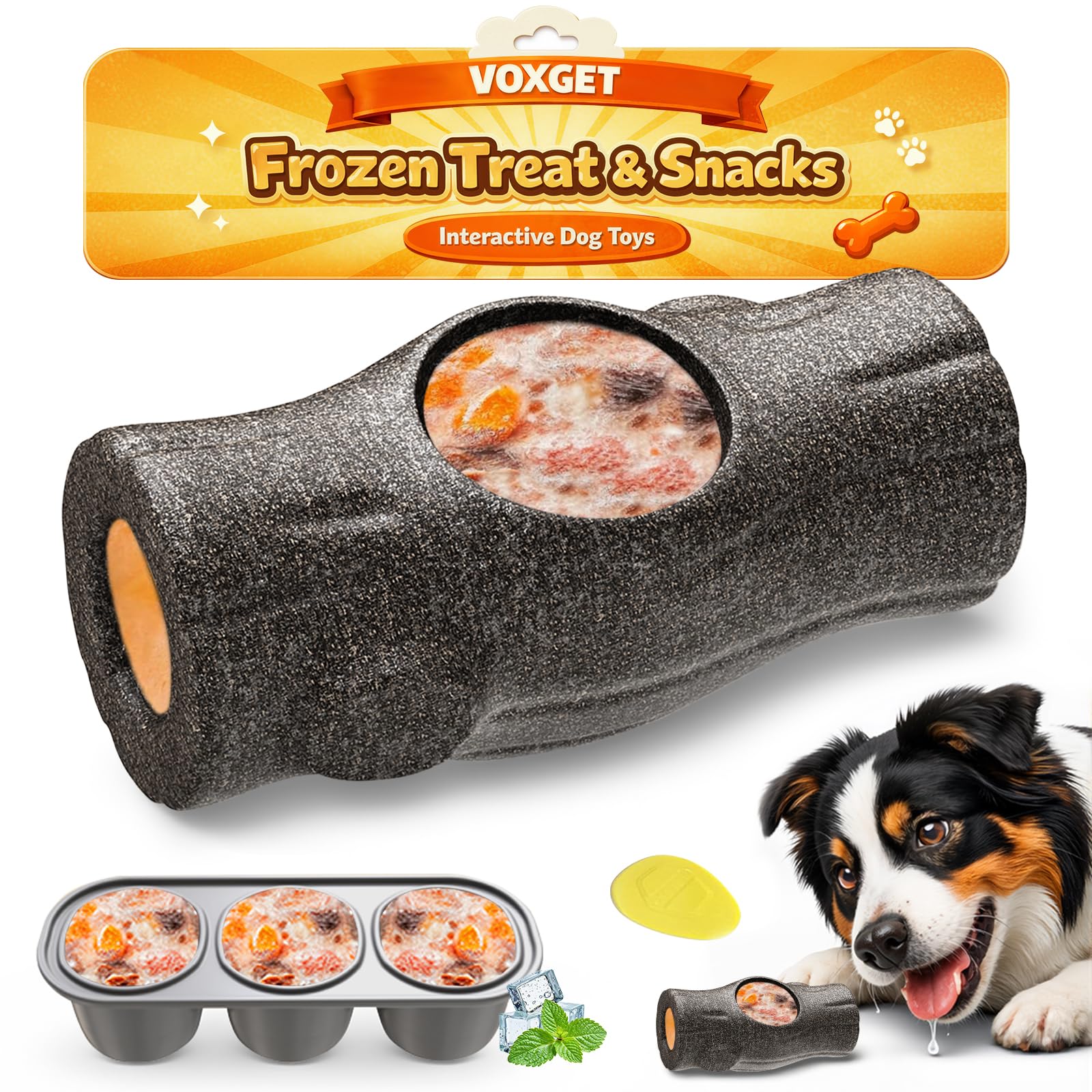 VOXGET Juguete mordida resistente en nylon gris para perros agresivos, ayuda a limpieza de dientes.