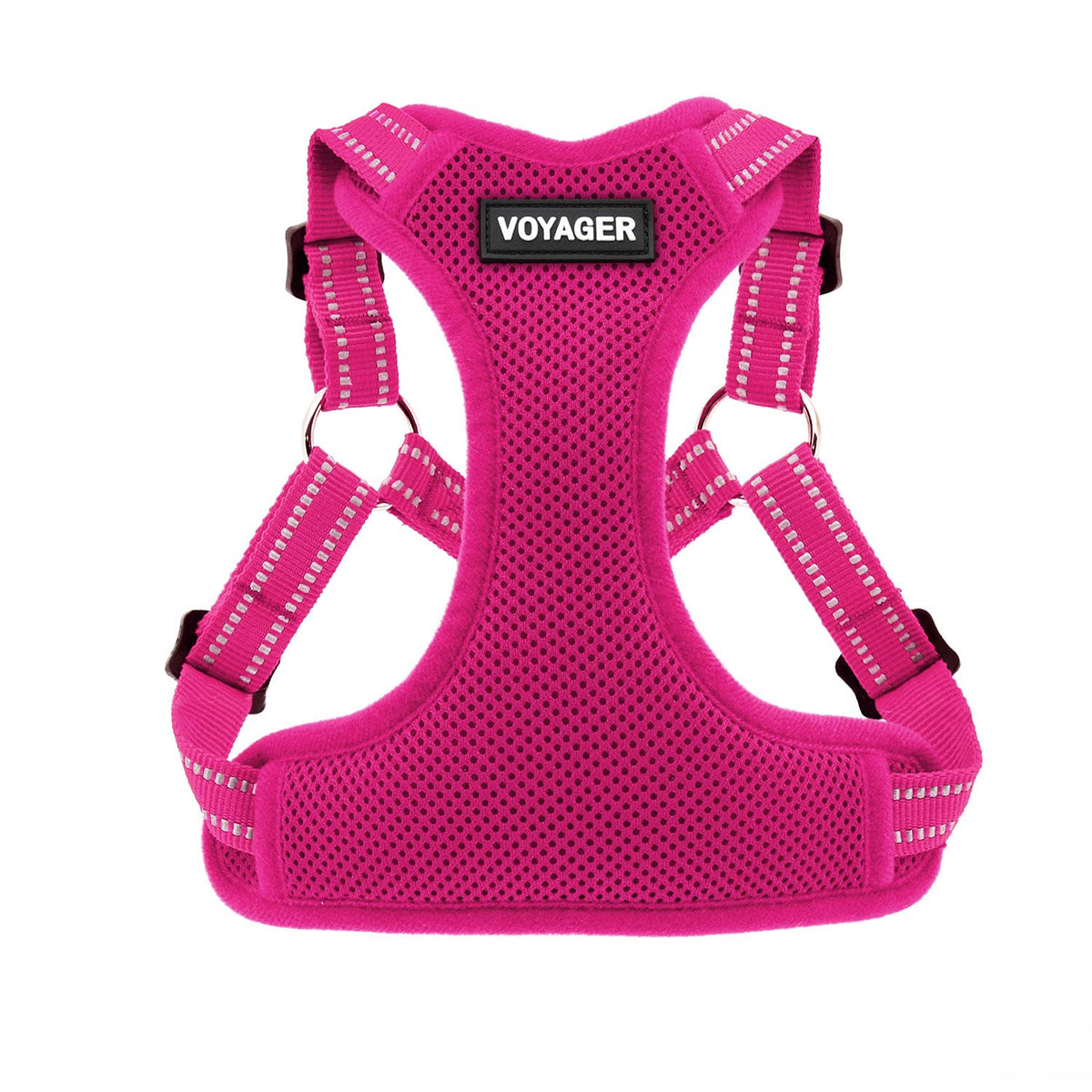Arnés Voyager ajustable con paso entrante y malla de aire, cómodo para paseos diarios.