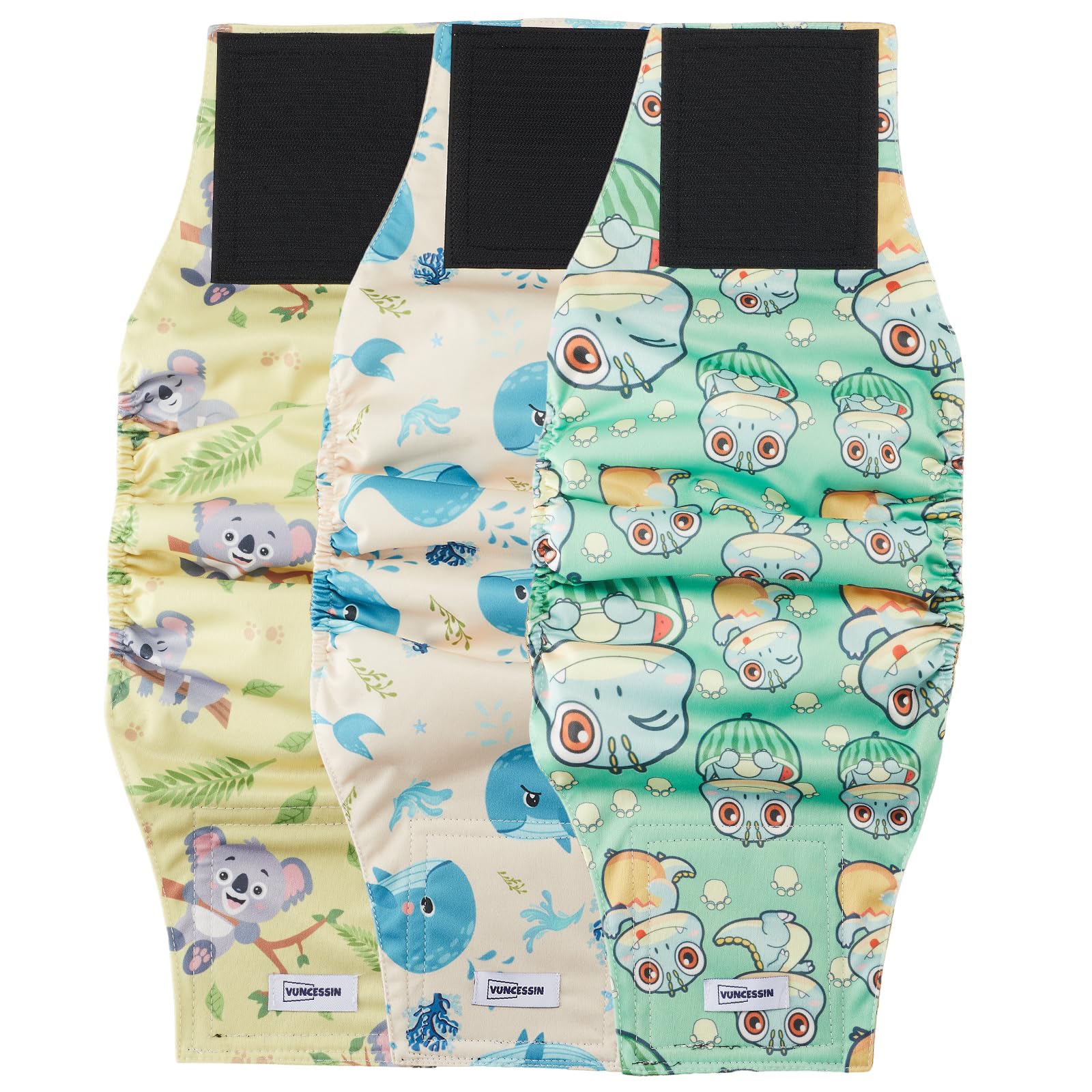 Bandas VUNCESSIN para perro macho con patrones estilizados, pack 3 para uso diario.