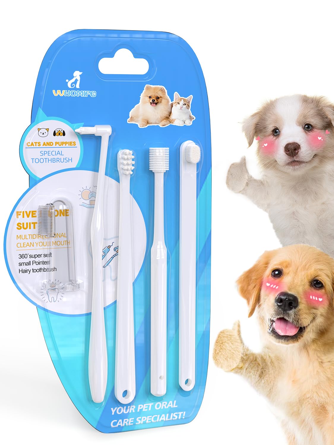 VVHOMIFE kit dientes perritos cepillos suaves para limpieza delicada