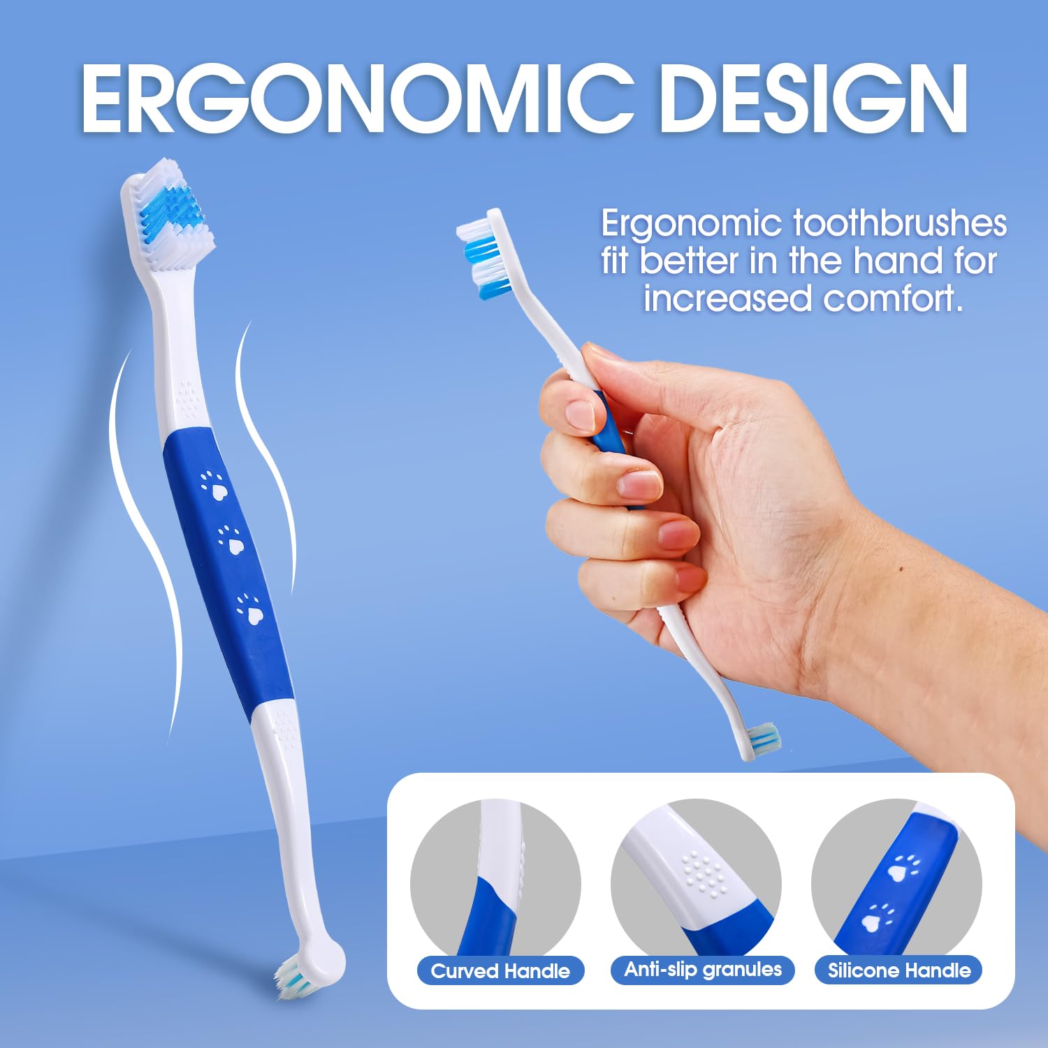 VVHOMIFE mango ergonómico antideslizante para cepillado cómodo.