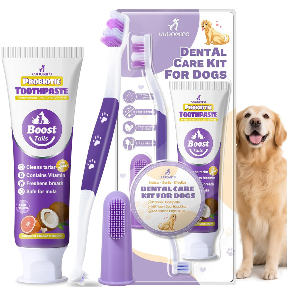 Pasta dental VVHOMIFE sabor coco-pollo para perros, limpieza suave.