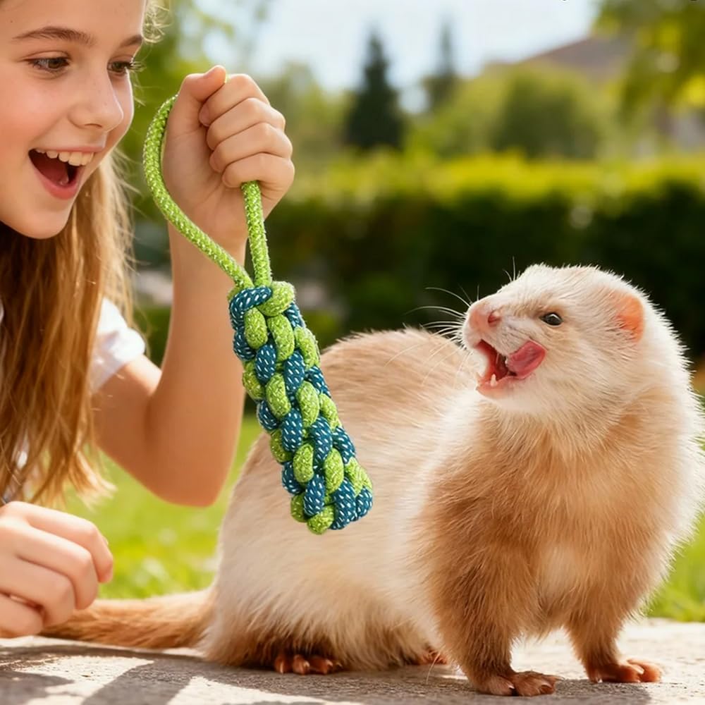 Juguete vzqola con dientes para hurón, diseño seguro para mordisqueo.