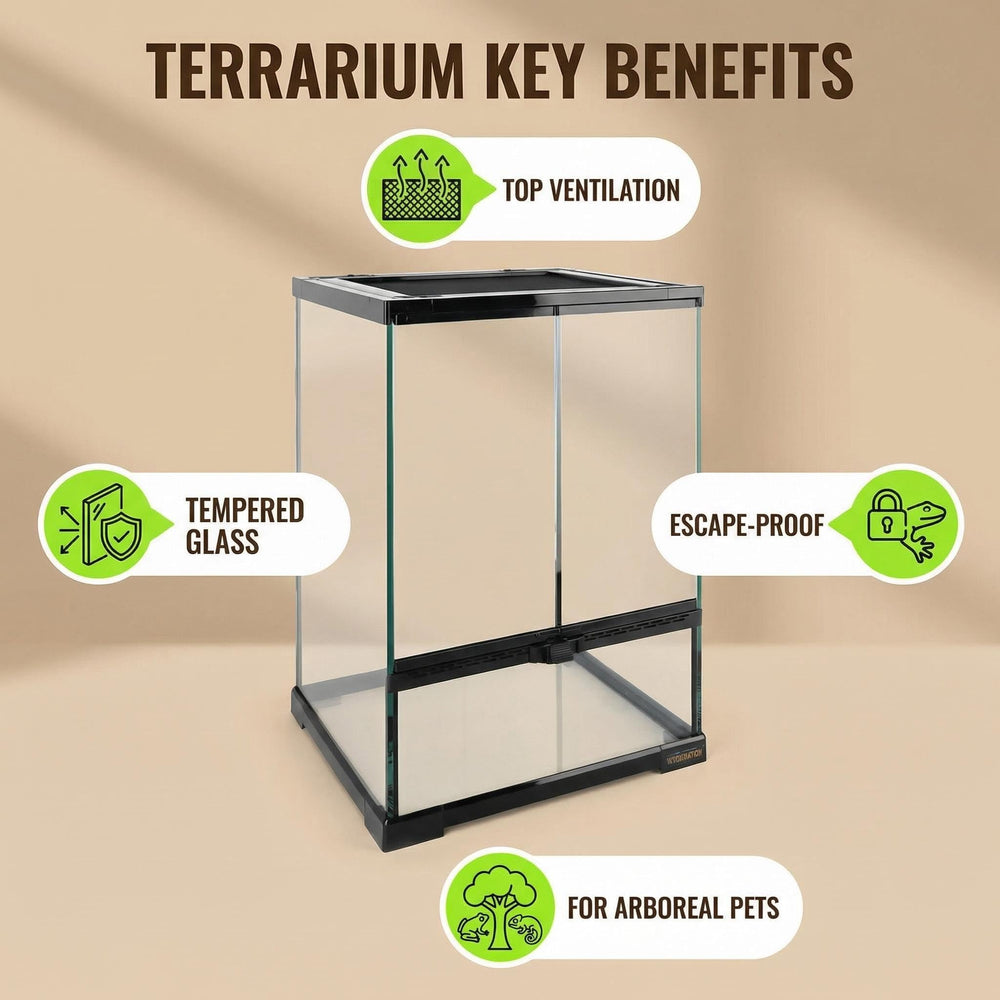 waazoorep tanque reptiles vertical, incluye pinza de alimentacion para comidas seguras.