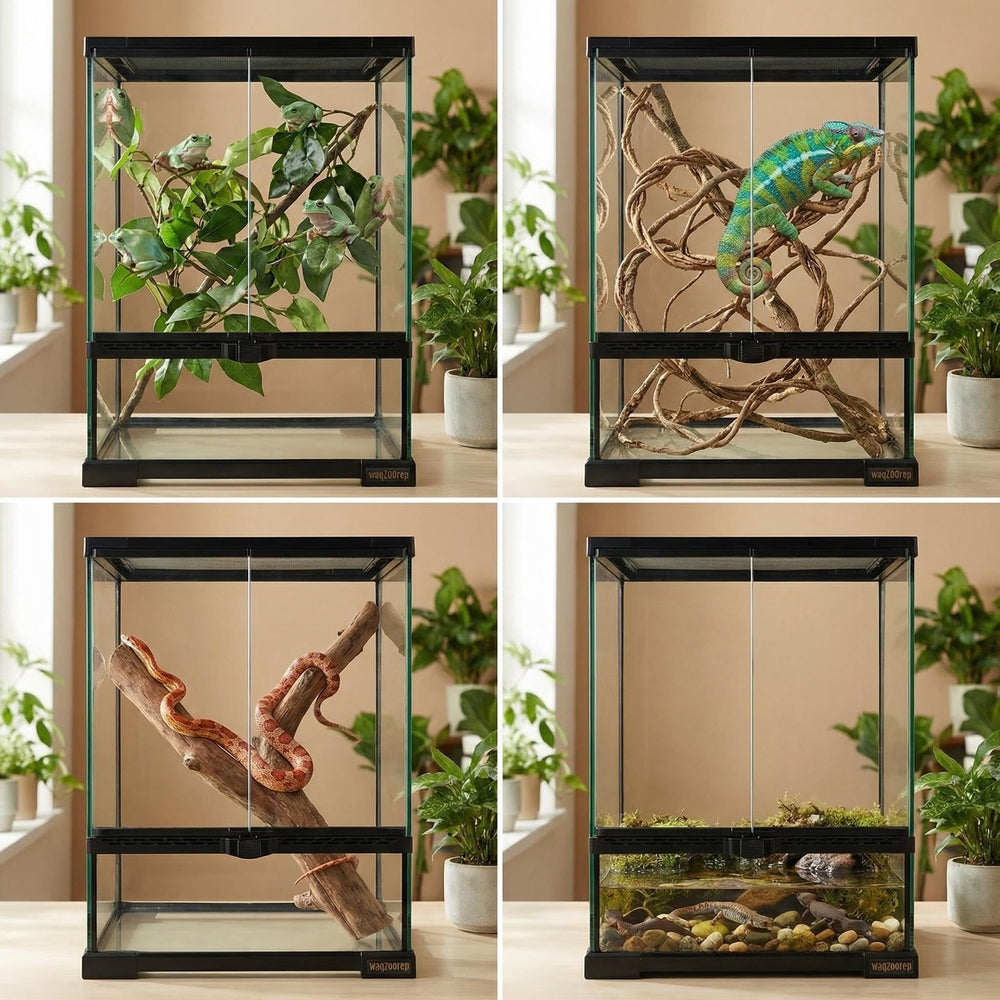 waazoorep tanque reptiles vertical, listo para usar sin montaje previo.