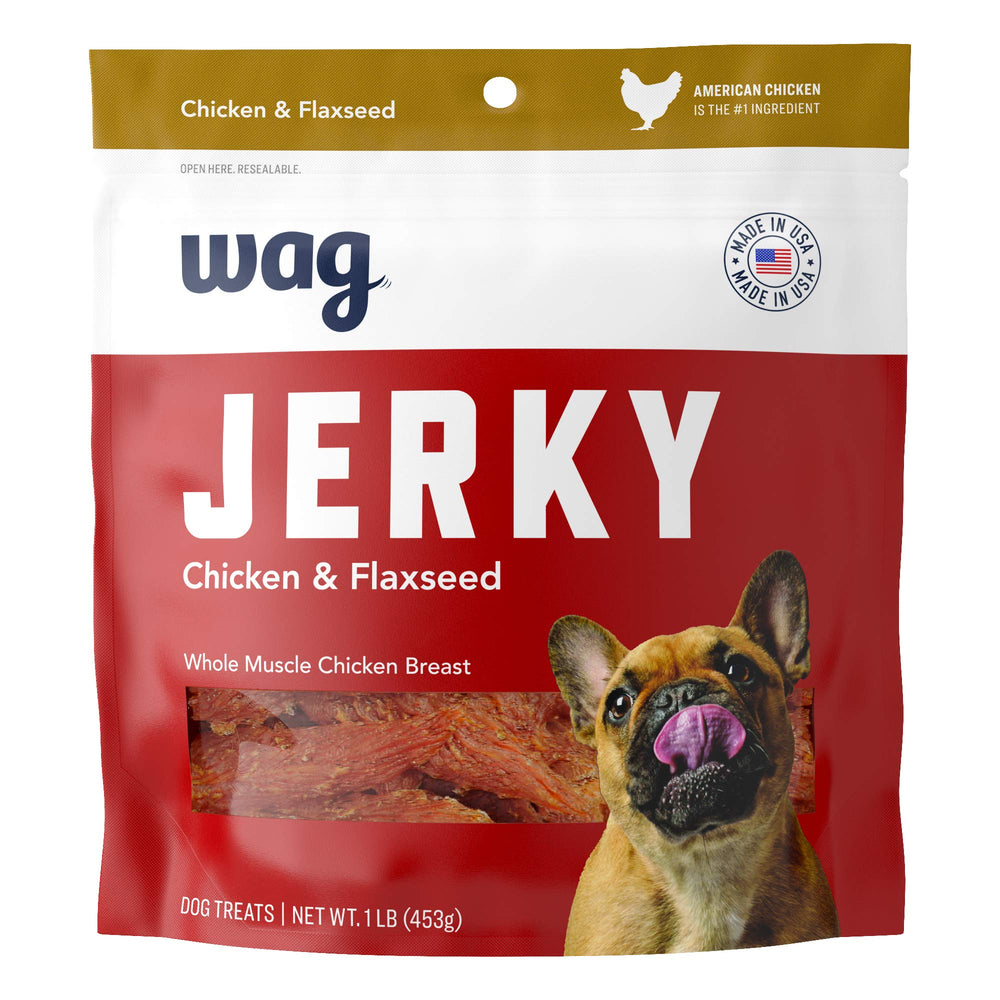 WAG Jerky: pechuga de pollo entera, premio sabroso y masticable para perros.
