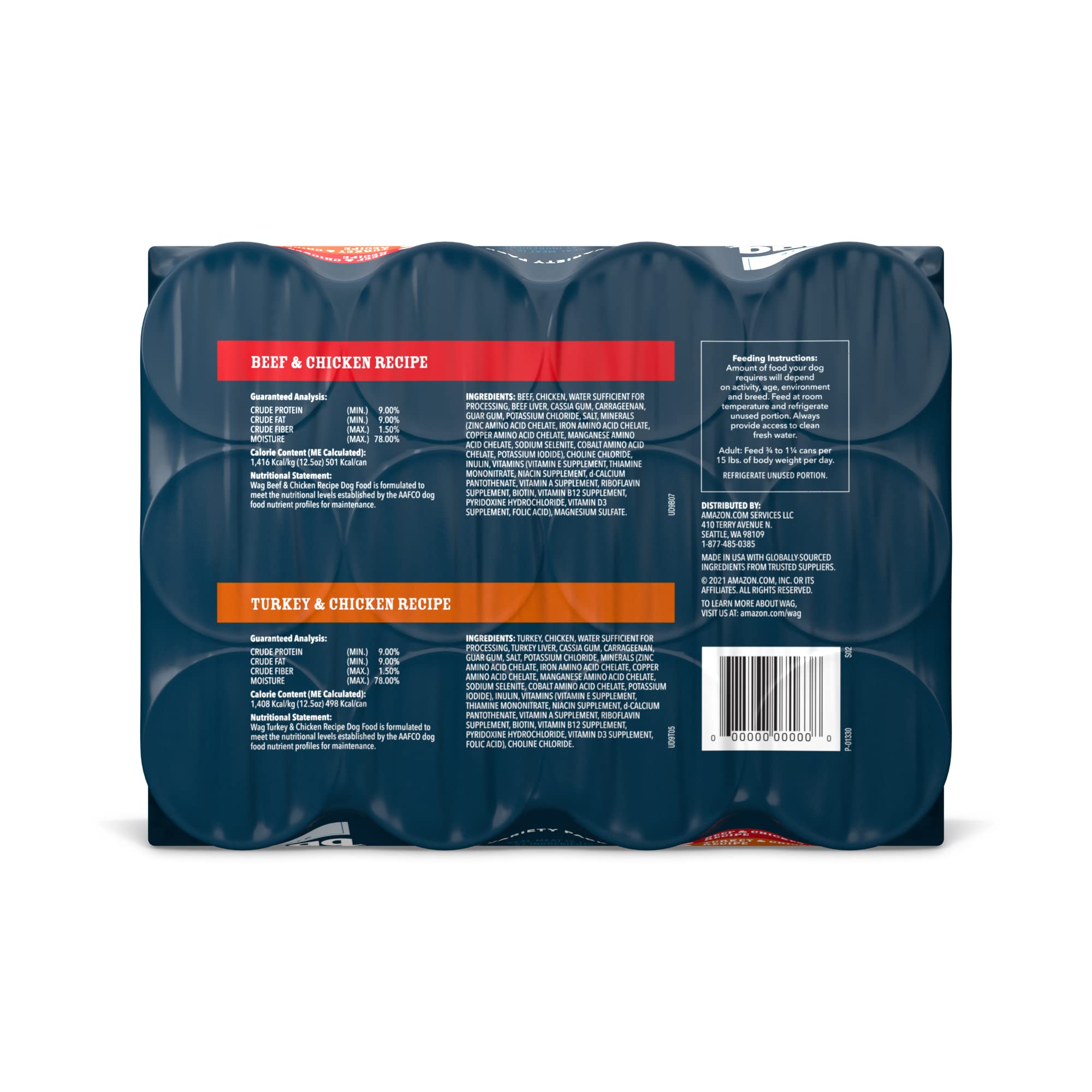 Pack Wag Pate de 12 latas 12.5oz para conveniencia.