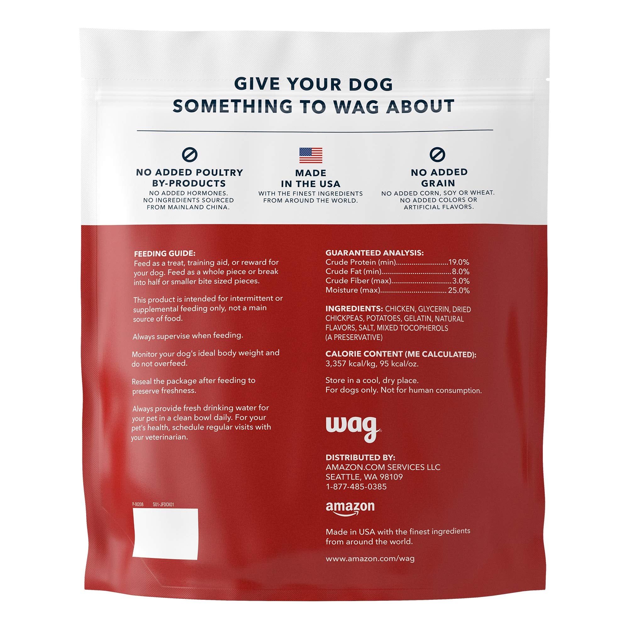 WAG pollo americano, ingrediente principal destacado en snack sabroso.