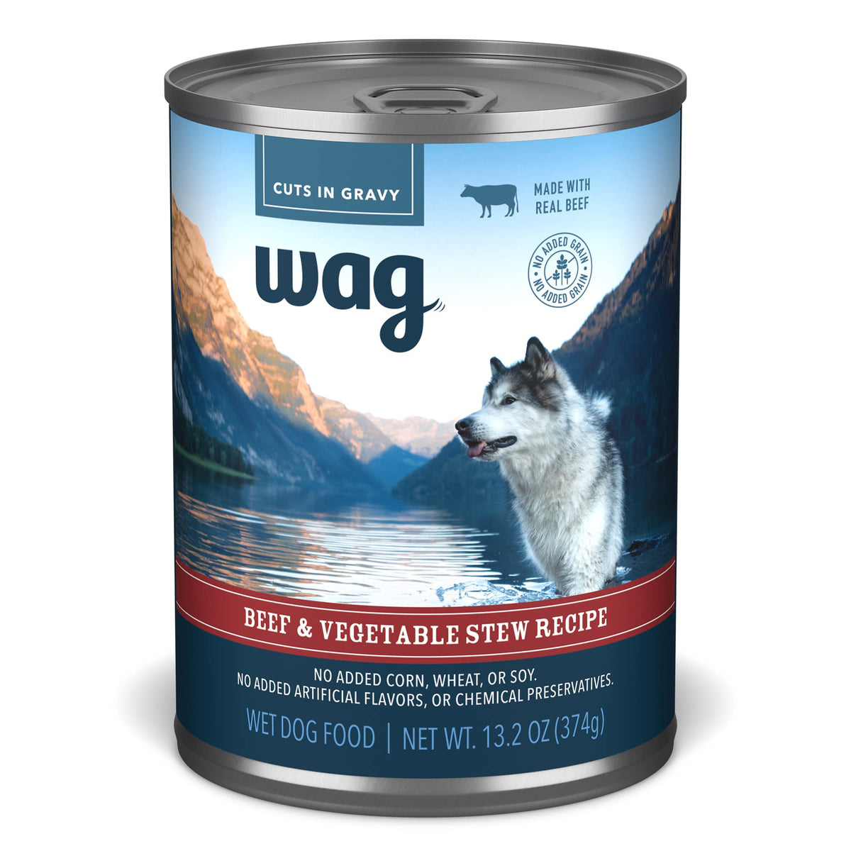 WAG Guiso Wag: lata de carne y verduras, ideal para alimentación diaria.