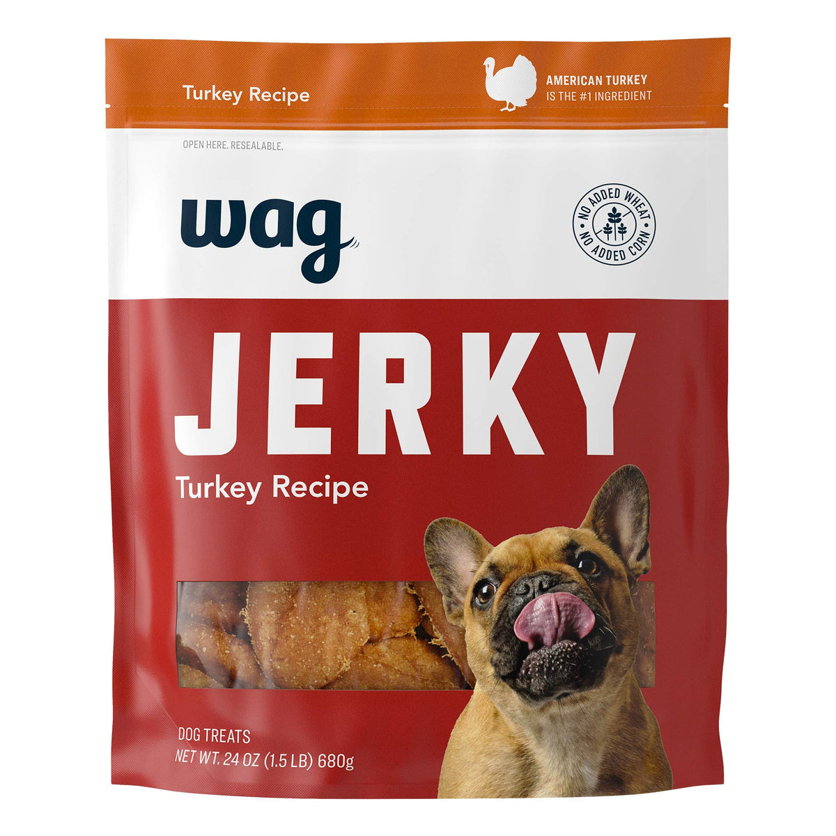 WAG tiras-pavo-curadas-suaves para perros, textura agradable para masticar