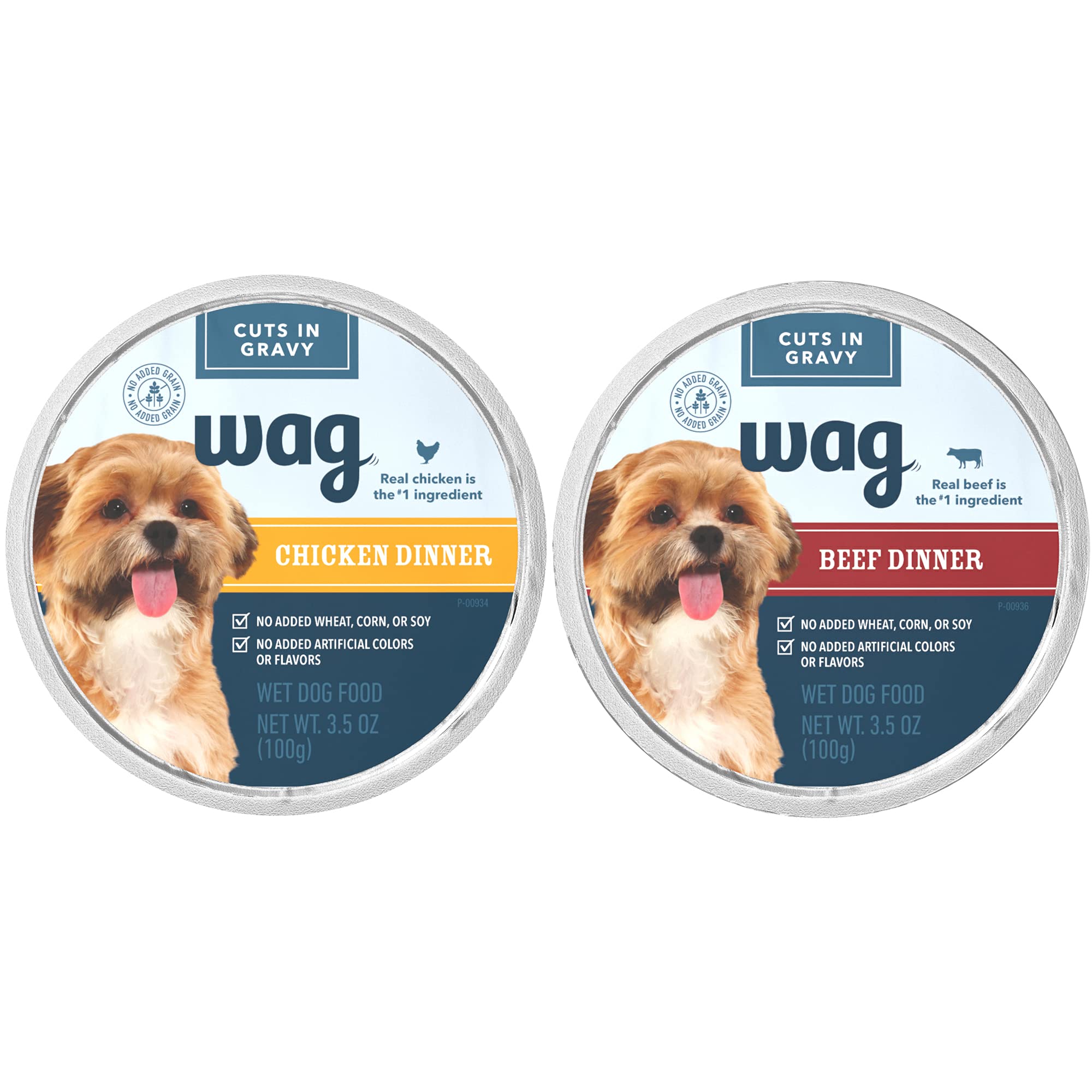 Wag comida húmeda para perros: detalle de pollo en salsa jugosa, ideal para una cena sabrosa.