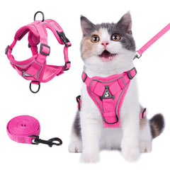 Arnés Wanheart Summer para gato en malla rosa intenso, ajuste cómodo