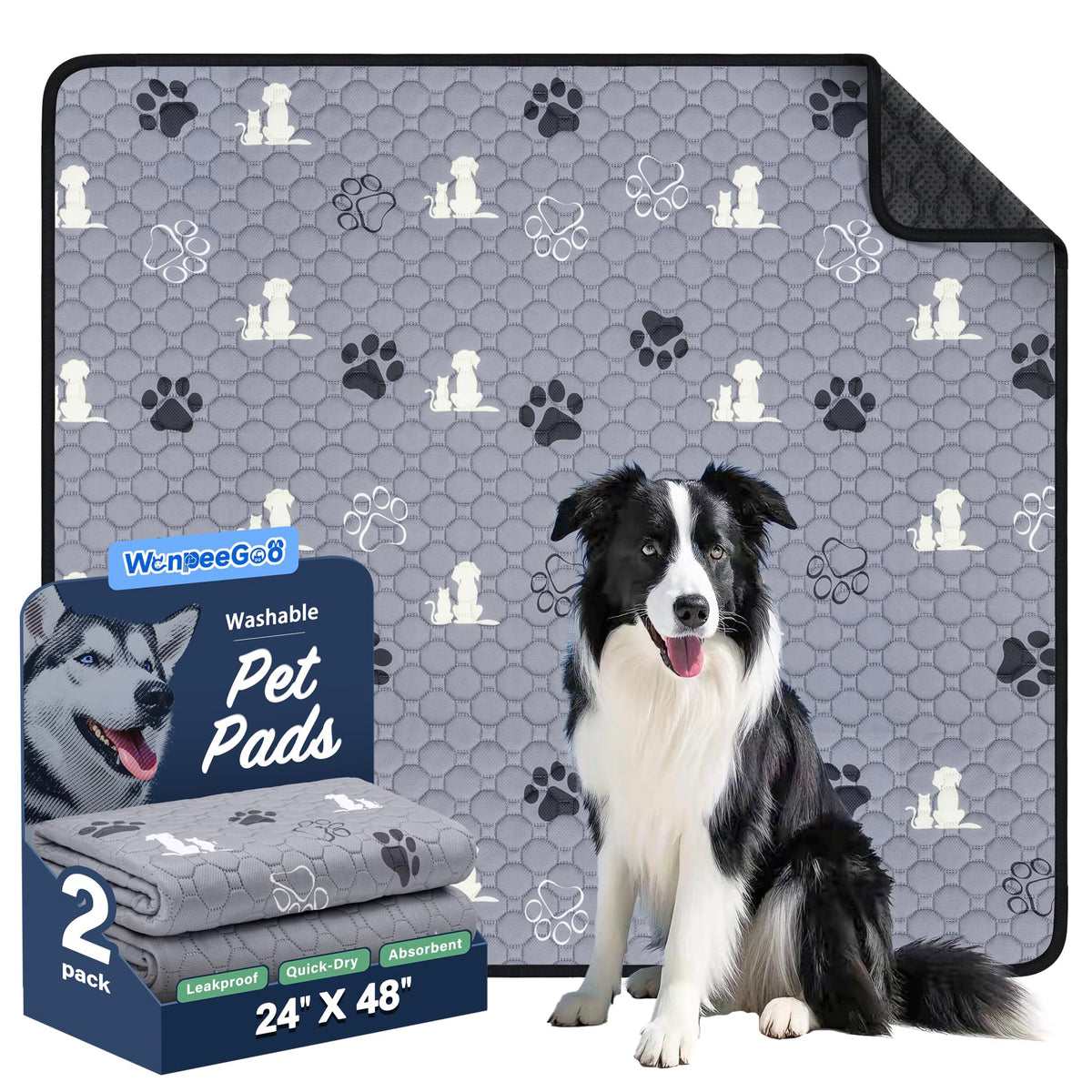 WanpeeGoo tapete entrenamiento perro gris 24x48: absorbente y cómodo.