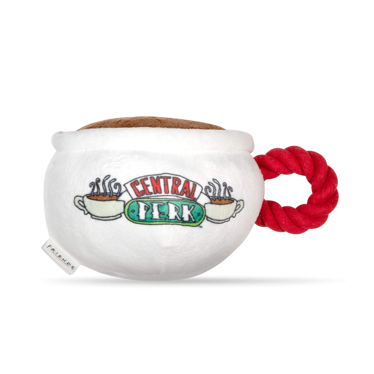 Peluche Central Perk de Warner Bros para perros, con asa de cuerda para juego.