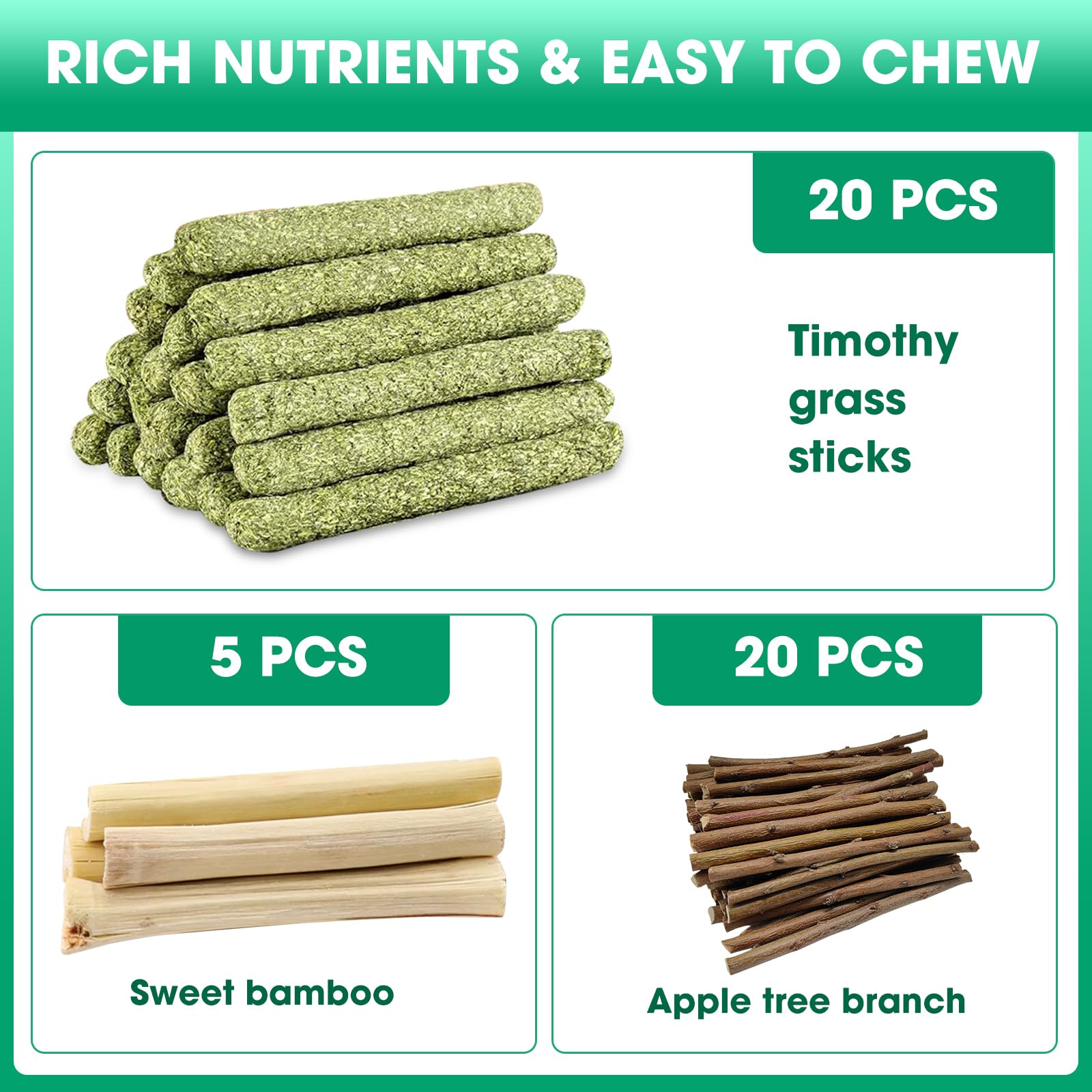 WDEFUN palitos de hierba naturales para roer suave y seguro