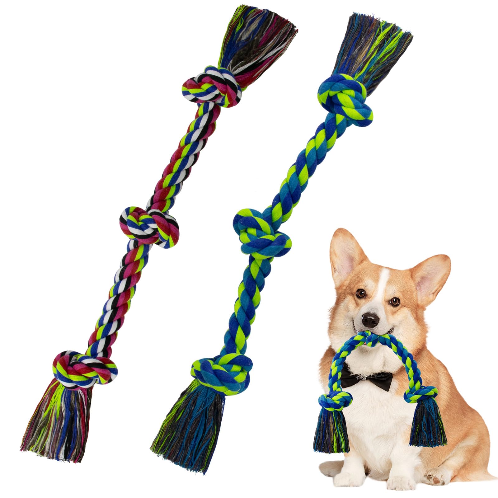 WDZZHOT dos paquetes juguetes de cuerda para perros, colores vivos para entretenimiento diario