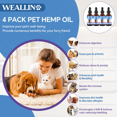 WEALLIN aceite de cáñamo para mascotas, formato práctico para uso diario