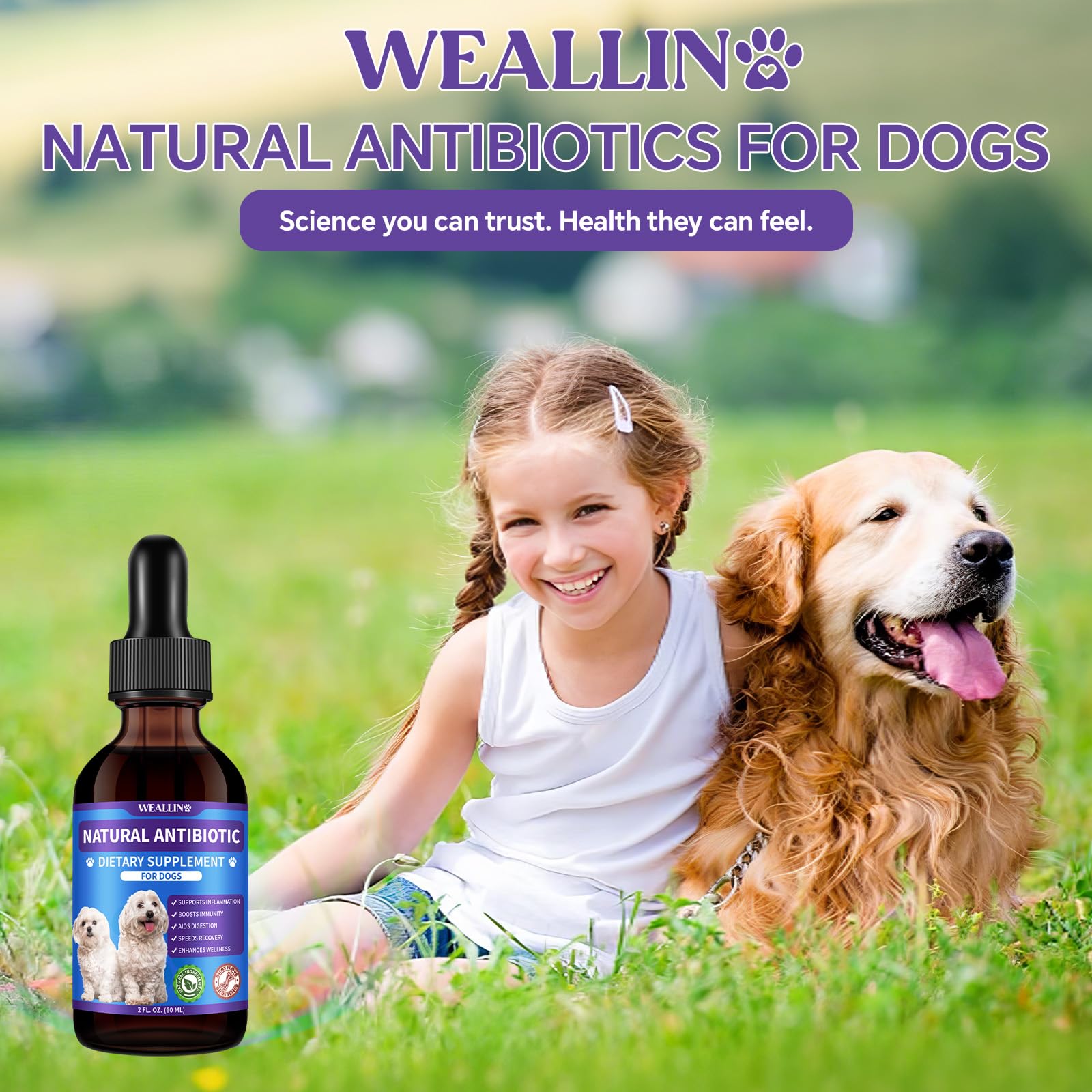 WEALLIN antibióticos para perros: envase resistente para almacenamiento seguro.