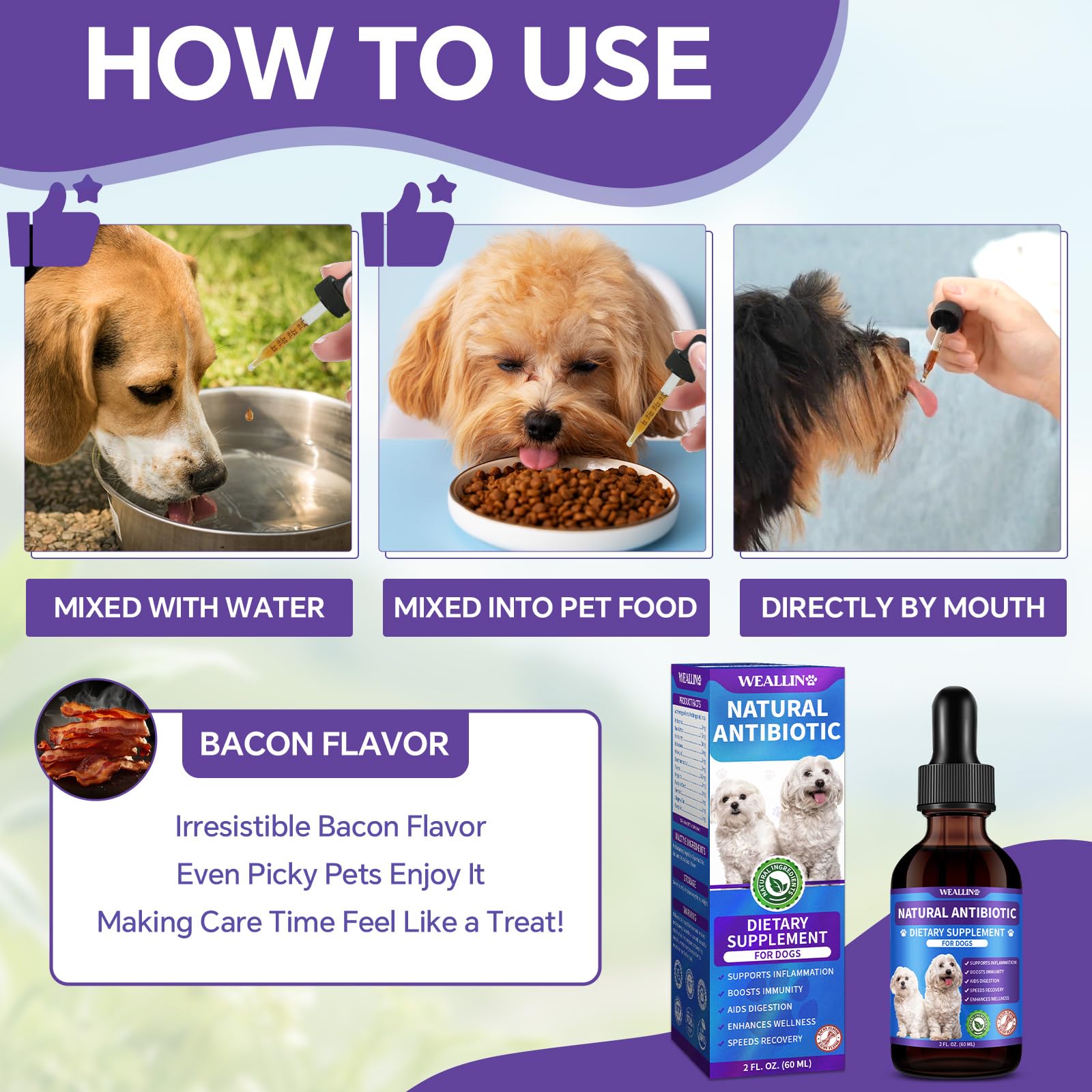 WEALLIN antibióticos para perros: dispensador fácil para dosificación puntual.