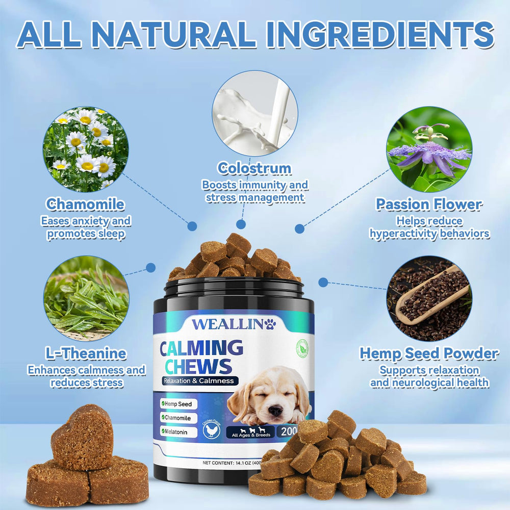 WEALLIN-ingredientes-naturales-calma, fórmula suave para la ansiedad canina.