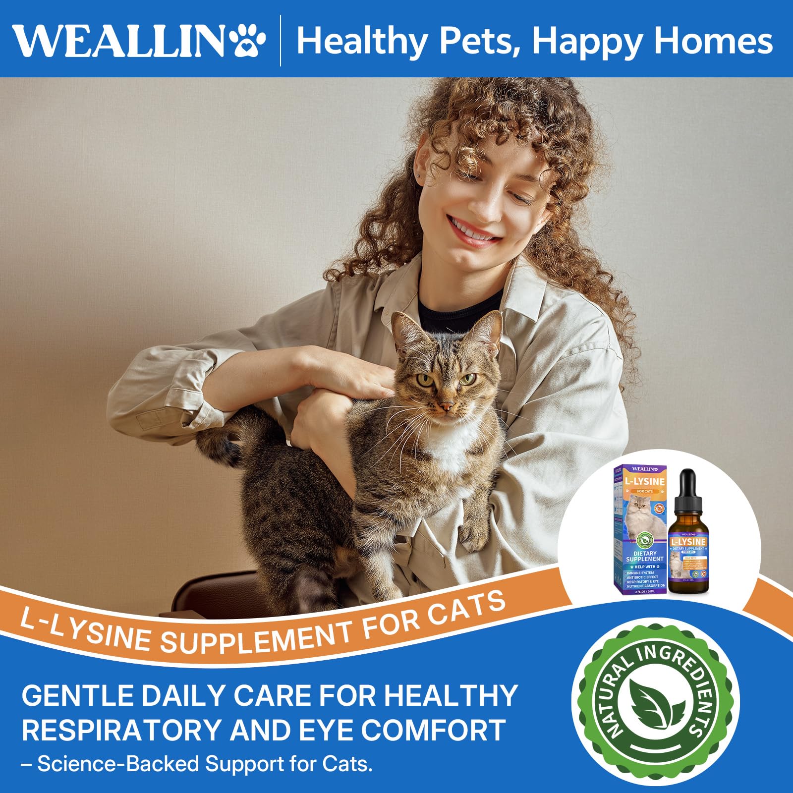 WEALLIN Lisina, envase fácil de usar para dosis diarias.