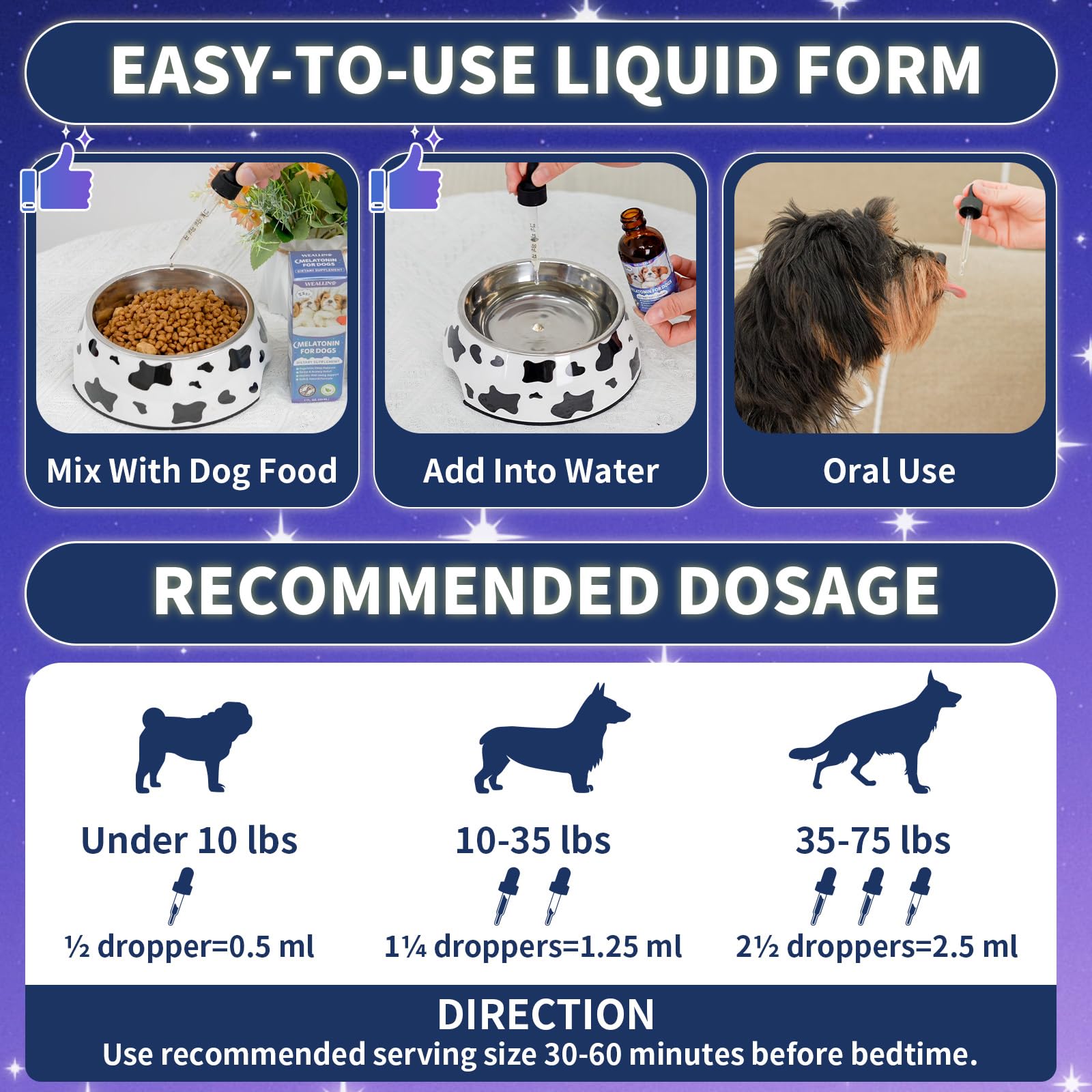 WEALLIN Melatonina para perros, fórmula con L-teanina, apoyo para nervios.