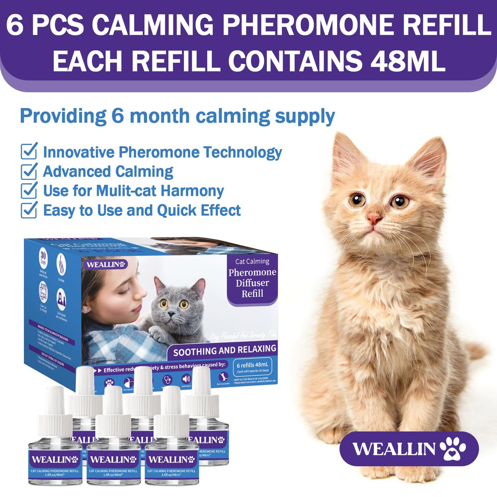 WeAllin 48ml difusor gatos, alivio suave para la ansiedad.