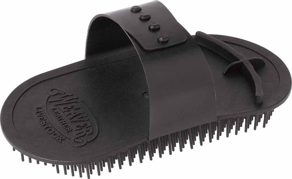 Cepillo de masaje Weaver Leather negro para ganado, favorece el cepillado y la limpieza profunda