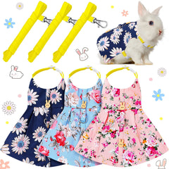 Weewooday arnés y vestido conejo rosa flor, cómodo para paseos diarios.