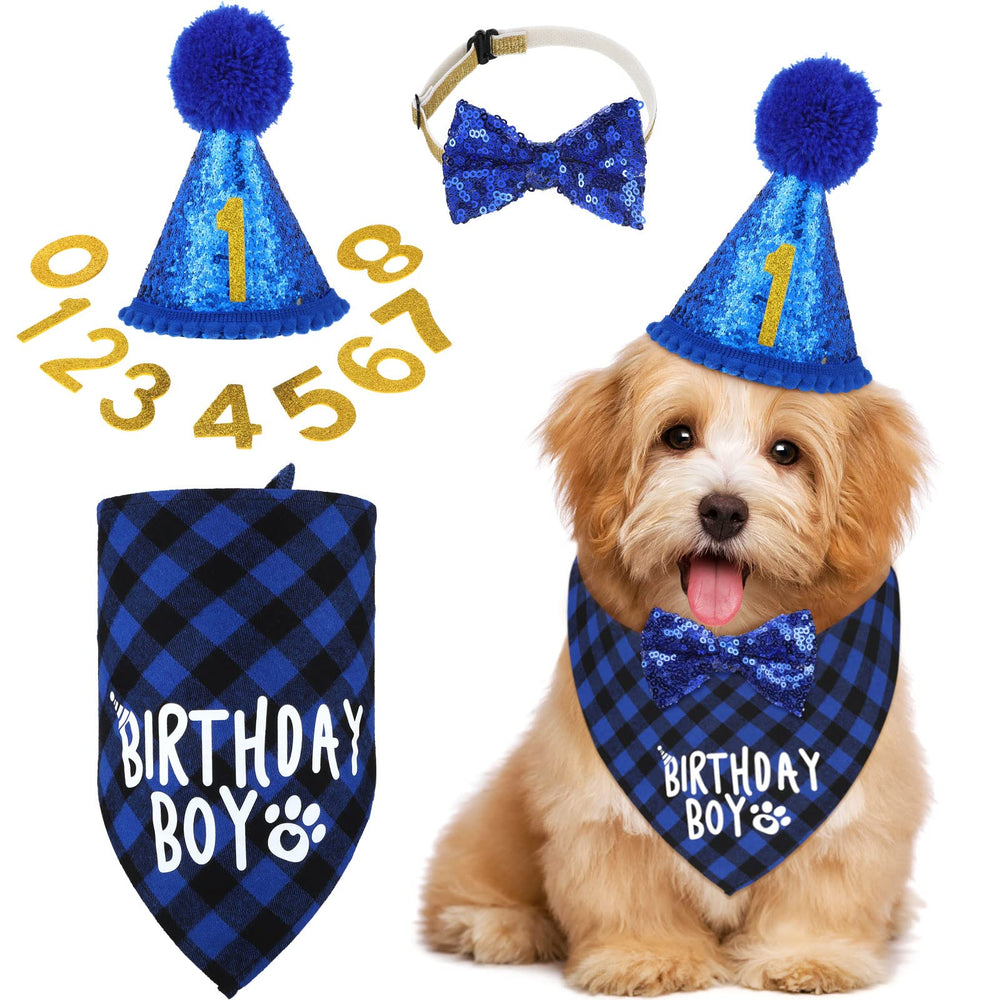 Weewooday bandana de cumpleaños para perros con cuadros, ideal para sesiones fotográficas.