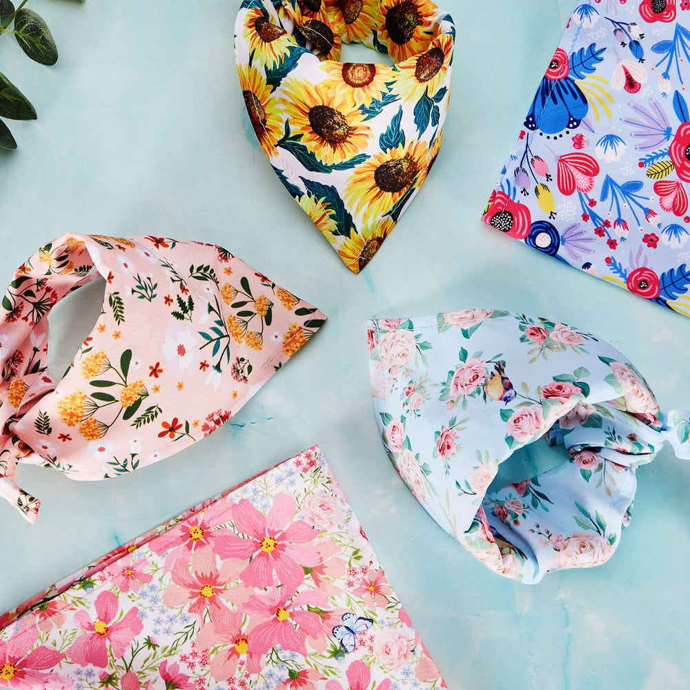 Bandana floral Weewooday para perros con girasoles, ligero y cómodo para verano