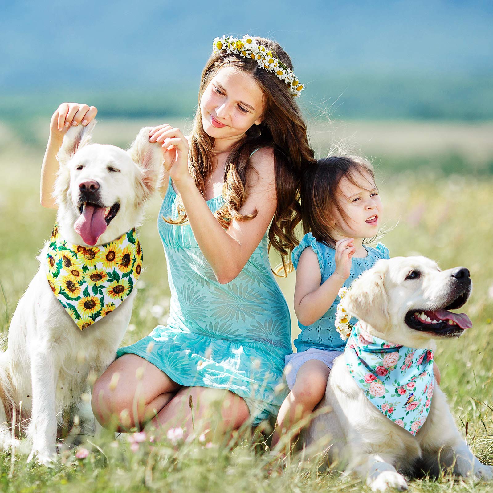 Bandana floral Weewooday para perros con patrones, práctica para mascotas curiosas