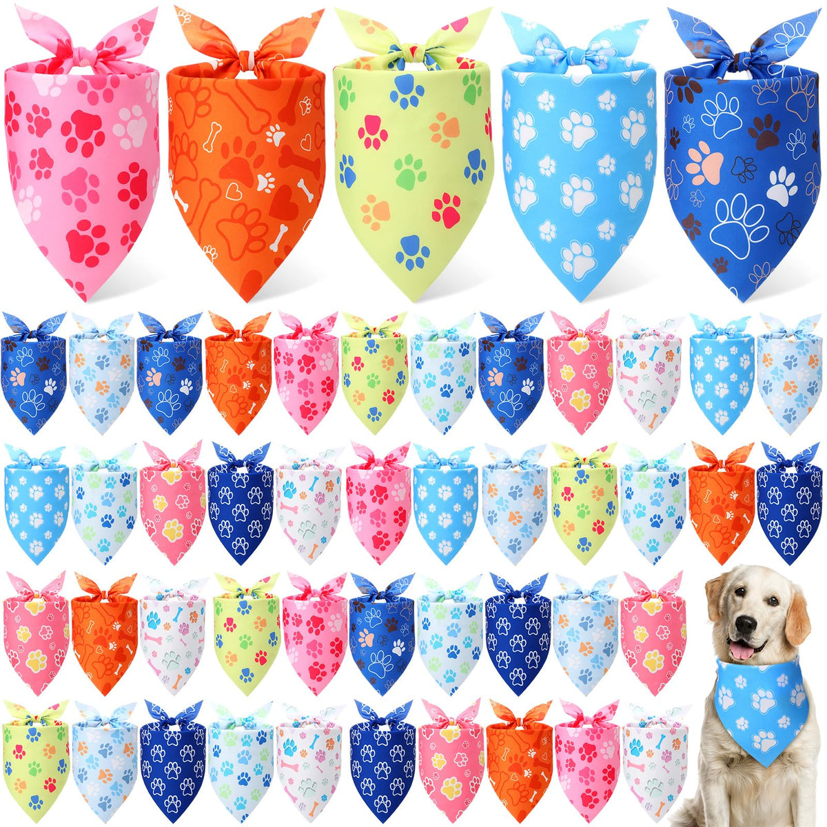 Bandanas Weewooday para perros con huellas, accesorio cómodo para fotos y fiestas.