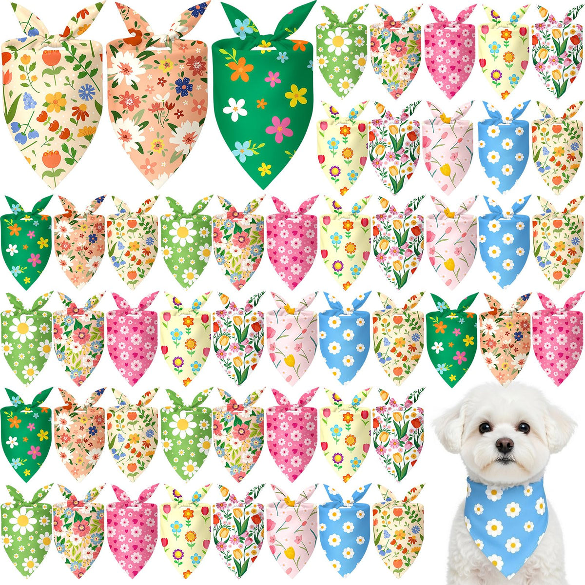 Bandana Weewooday para perros, diseño floral multicolor para primavera.