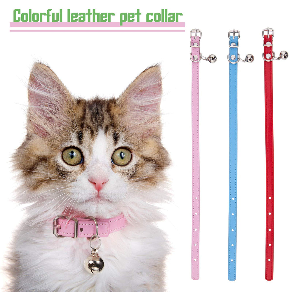 Weewooday collar-gato-cuero-ajuste-tamano: collar ajustable para gatos pequeños y cachorros.